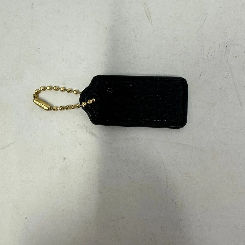 Coach Hangtag Unisex OS Black Leather Replacement Bag Charm Gold Chain
